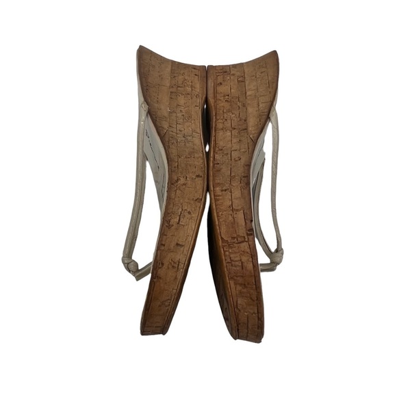 Chang Pierre White Cork Wedge T-Strap Sandals Size 39 Women's - Picture 11 of 12